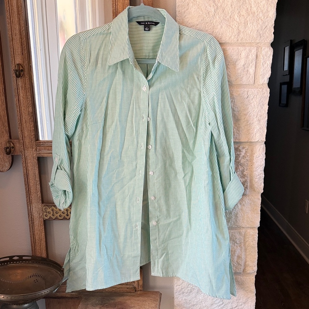 Zac & Rachel Green Striped Tunic Top